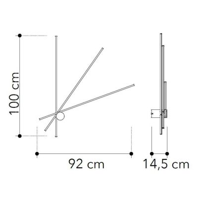 PLAFONIERA APPLIQUE IN METALLO BIANCO O NERO LED 27W LUCE 3000K-4000K CON 3 BACCHETTE ORIENTABILI MODERNA