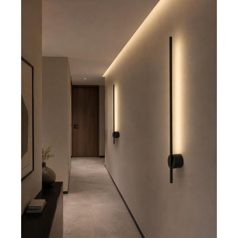 APPLIQUE LED 9W IN METALLO BIANCO O NERO LUCE INDIRETTA 3000K-4000K CON BACCHETTA ORIENTABILE MODERNA