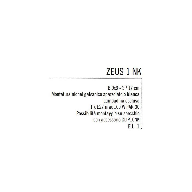 ZEUS 1 FARETTO IN METALLO NIKEL, NERO O BIANCO ATTACCO E27 DIREZIONABILE LAMPADINA ESCLUSA Illuminando - Cristalensi Shop Online