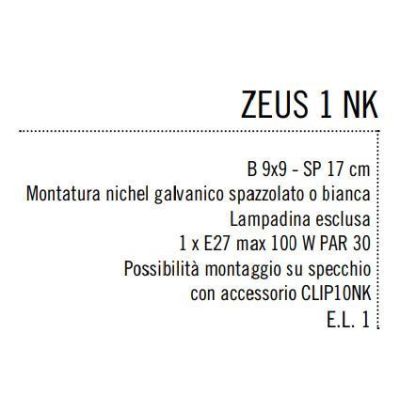 ZEUS 1 FARETTO IN METALLO NIKEL, NERO O BIANCO ATTACCO E27 DIREZIONABILE LAMPADINA ESCLUSA Illuminando - Cristalensi Shop Online