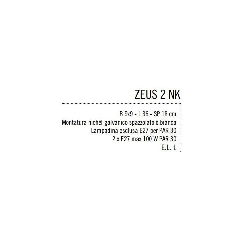 ZEUS BINARIO 2 LUCI DIREZIONABILE IN NIKEL, NERO O BIANCO CON PORTALAMPADE E27 Illuminando - Cristalensi Shop Online