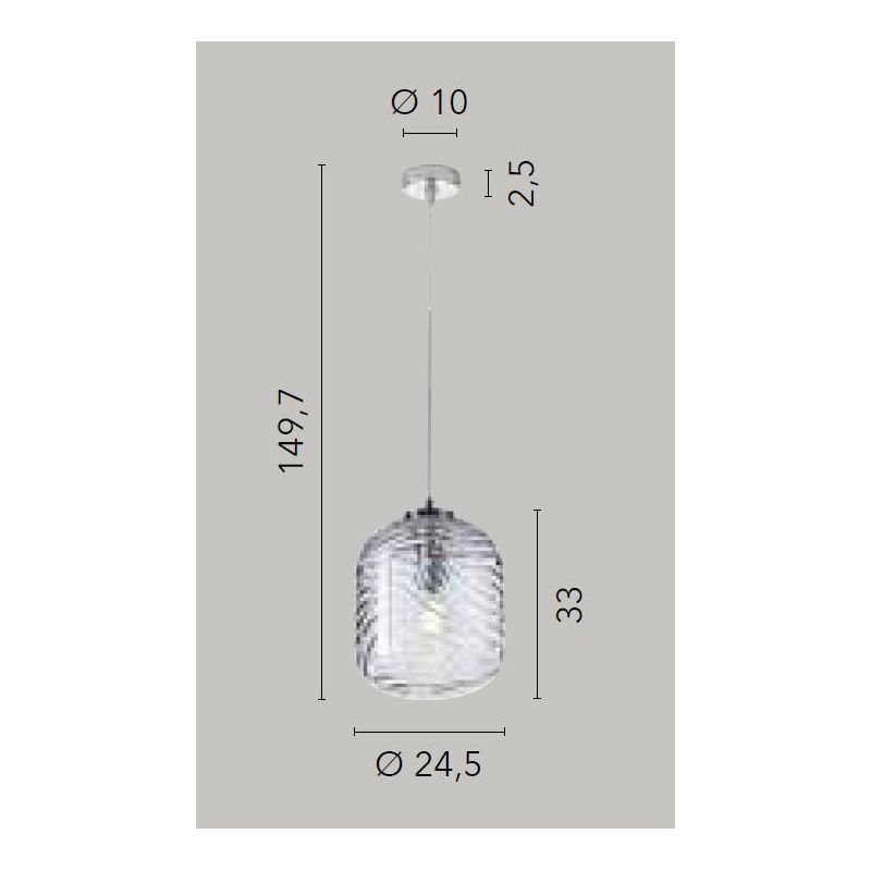 SOSPENSIONE SINGOLA CON DIFFUSORE LAVORATO IN VETRO ACQUAMARINA D24 CM LAMPADINA ATTACCO E27 MODERNA
