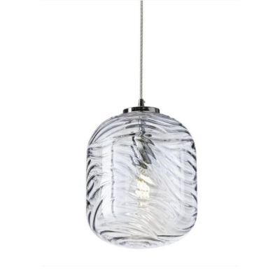 SOSPENSIONE SINGOLA CON DIFFUSORE LAVORATO IN VETRO ACQUAMARINA D24 CM LAMPADINA ATTACCO E27 MODERNA