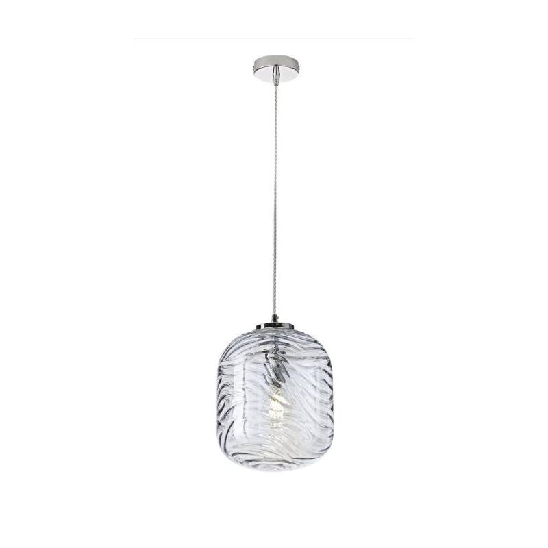 SOSPENSIONE SINGOLA CON DIFFUSORE LAVORATO IN VETRO ACQUAMARINA D24 CM LAMPADINA ATTACCO E27 MODERNA