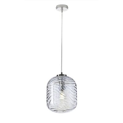 SOSPENSIONE SINGOLA CON DIFFUSORE LAVORATO IN VETRO ACQUAMARINA D24 CM LAMPADINA ATTACCO E27 MODERNA