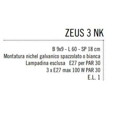 ZEUS 3 BINARIO CON FARETTI DIREZIONABILI PORTALAMPADE ATTACCO E27 NIKEL, NERO O BIANCO Illuminando - Cristalensi Shop Online