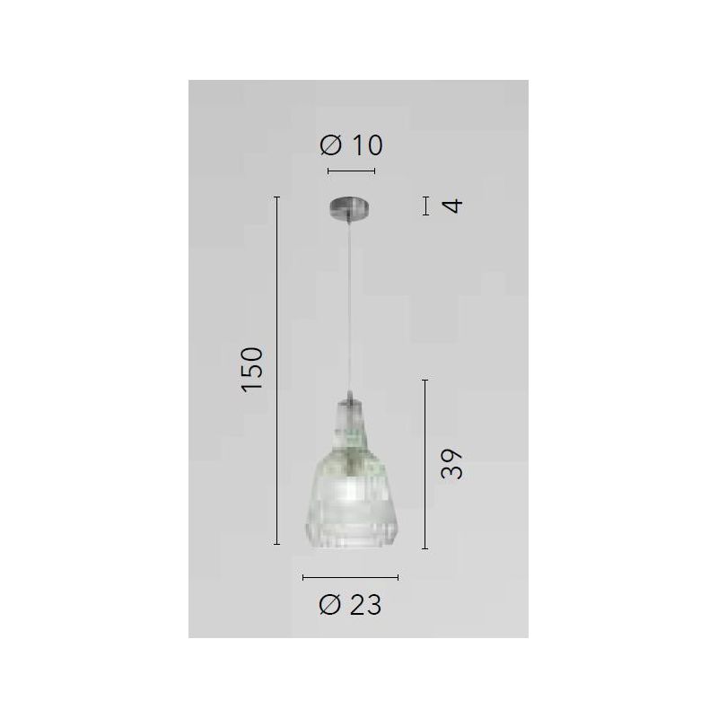 GALWAY SOSPENSIONE SINGOLA IN VETRO SFACCETTATO 4 COLORI  LAMPADINA ATTACCO E27 DESIGN MODERNO