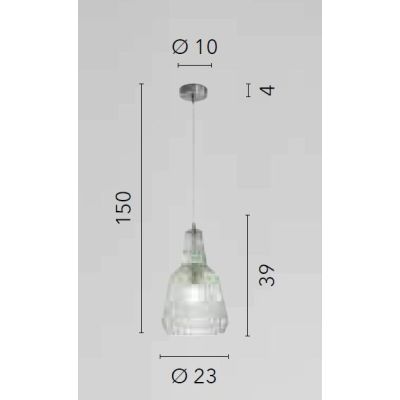 GALWAY SOSPENSIONE SINGOLA IN VETRO SFACCETTATO 4 COLORI  LAMPADINA ATTACCO E27 DESIGN MODERNO