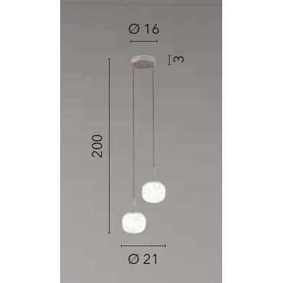 ERIS SOSPENSIONE 2 LUCI MARRONE SABBIA CON DIFFUSORI IN VETRO BIANCO RIGATO LAMPADINE ATTACCO E14 MODERNA
