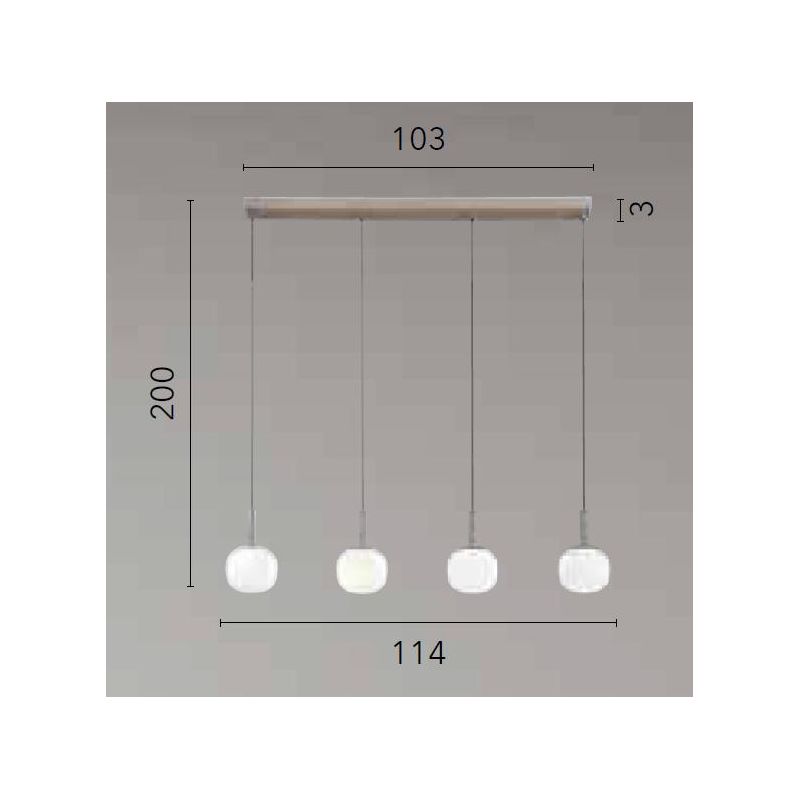 SOSPENSIONE 4 LUCI MARRONE SABBIA CON DIFFUSORI IN VETRO BIANCO RIGATO LAMPADINE ATTACCO E14 MODERNA