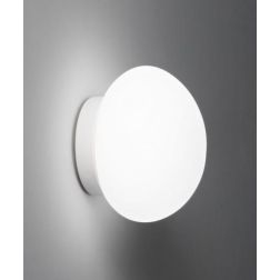 PICCOLA LAMPADA DA PARETE IN VETRO BIANCO IP44 D14 CM LAMPADINA ATTACCO G9 DESIGN MODERNO