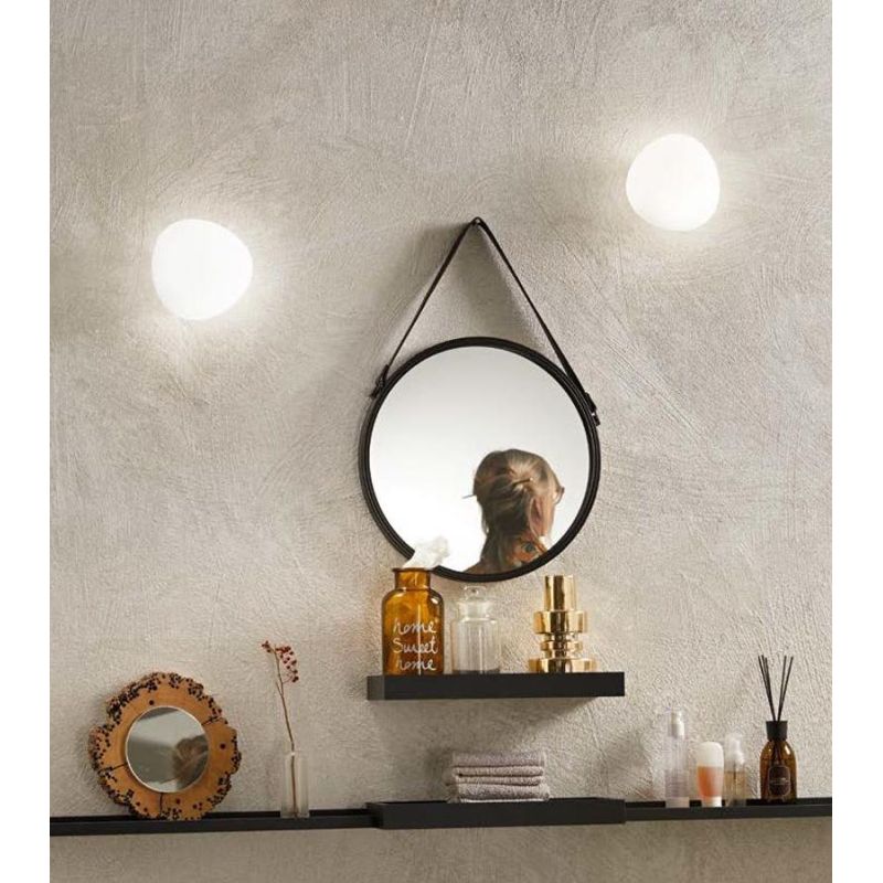 PICCOLA LAMPADA DA PARETE IN VETRO BIANCO IP44 D14 CM LAMPADINA ATTACCO G9 DESIGN MODERNO