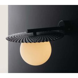 CHAPLIN APPLIQUE IN METALLO ORO O NERO CON SFERA IN VETRO BIANCO LAMPADINA ATTACCO G9 DESIGN MODERNO 2
