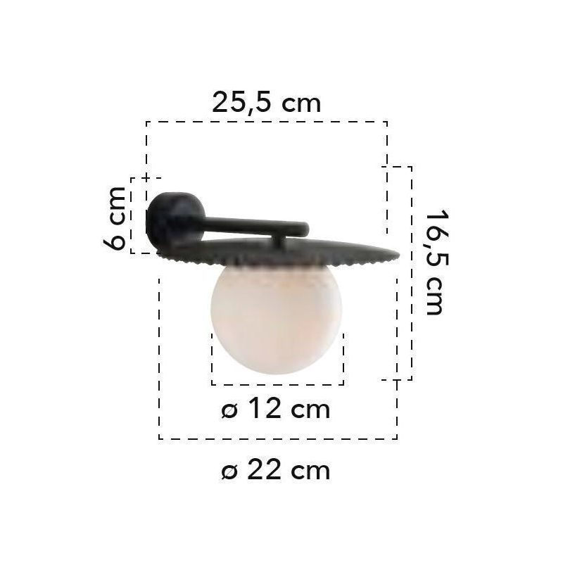 CHAPLIN APPLIQUE IN METALLO ORO O NERO CON SFERA IN VETRO BIANCO LAMPADINA ATTACCO G9 DESIGN MODERNO