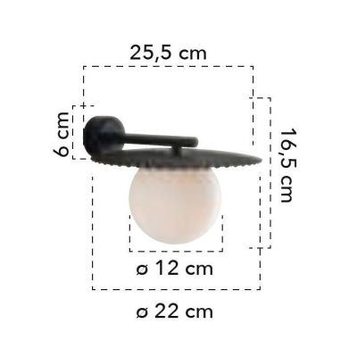 CHAPLIN APPLIQUE IN METALLO ORO O NERO CON SFERA IN VETRO BIANCO LAMPADINA ATTACCO G9 DESIGN MODERNO