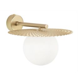 CHAPLIN APPLIQUE IN METALLO ORO O NERO CON SFERA IN VETRO BIANCO LAMPADINA ATTACCO G9 DESIGN MODERNO