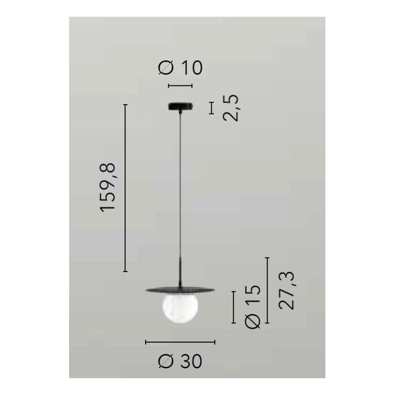 SOSPENSIONE SINGOLA D30 CM METALLO ORO O NERO CON SFERA IN VETRO BIANCO LAMPADINA ATTACCO G9 MODERNA