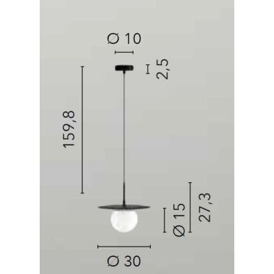 SOSPENSIONE SINGOLA D30 CM METALLO ORO O NERO CON SFERA IN VETRO BIANCO LAMPADINA ATTACCO G9 MODERNA