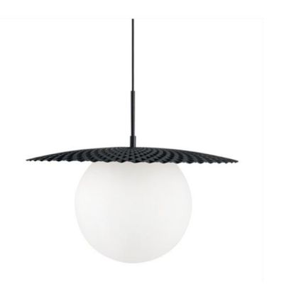 SOSPENSIONE SINGOLA D45 CM METALLO ORO O NERO CON SFERA IN VETRO BIANCO LAMPADINA ATTACCO E27 MODERNA