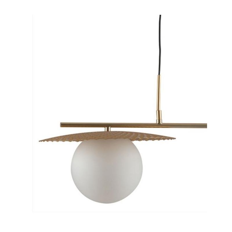 SOSPENSIONE 2 LUCI IN METALLO ORO O NERO CON SFERE IN VETRO BIANCO LAMPADINE ATTACCO E27 MODERNA