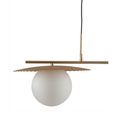SOSPENSIONE 2 LUCI IN METALLO ORO O NERO CON SFERE IN VETRO BIANCO LAMPADINE ATTACCO E27 MODERNA