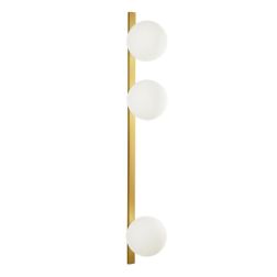 APPLIQUE LINEARE 3 LUCI METALLO NERO E ORO CON SFERE BIANCHE IN VETRO LAMPADINE ATTACCO E14 MODERNA 2