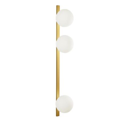 APPLIQUE LINEARE 3 LUCI METALLO NERO E ORO CON SFERE BIANCHE IN VETRO LAMPADINE ATTACCO E14 MODERNA