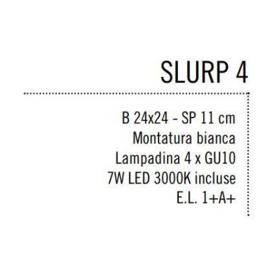 SLURP PLAFONIERA 4 LUCI CON LAMPADINE LED 7W 3000K INCLUSE SOSTITUIBILI Illuminando - Cristalensi Shop Online