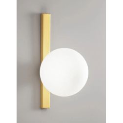 APPLIQUE IN METALLO NERO E ORO CON SFERA BIANCA IN VETRO LAMPADINA ATTACCO E14 DESIGN MODERNO 2