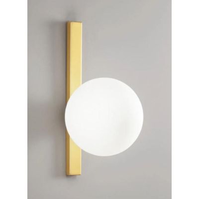 APPLIQUE IN METALLO NERO E ORO CON SFERA BIANCA IN VETRO LAMPADINA ATTACCO E14 DESIGN MODERNO