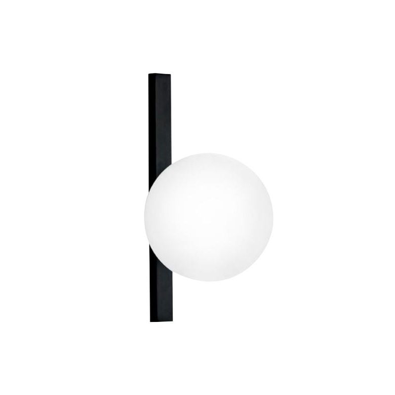 APPLIQUE IN METALLO NERO E ORO CON SFERA BIANCA IN VETRO LAMPADINA ATTACCO E14 DESIGN MODERNO