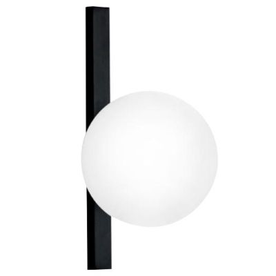APPLIQUE IN METALLO NERO E ORO CON SFERA BIANCA IN VETRO LAMPADINA ATTACCO E14 DESIGN MODERNO