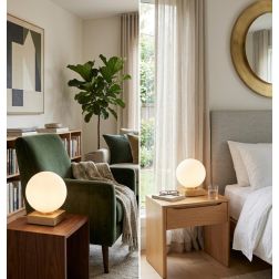 LUMETTO IN METALLO NERO E ORO CON SFERA BIANCA IN VETRO LAMPADINA ATTACCO E14 DESIGN MODERNO