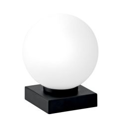 LUMETTO IN METALLO NERO E ORO CON SFERA BIANCA IN VETRO LAMPADINA ATTACCO E14 DESIGN MODERNO 2