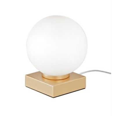 LUMETTO IN METALLO NERO E ORO CON SFERA BIANCA IN VETRO LAMPADINA ATTACCO E14 DESIGN MODERNO