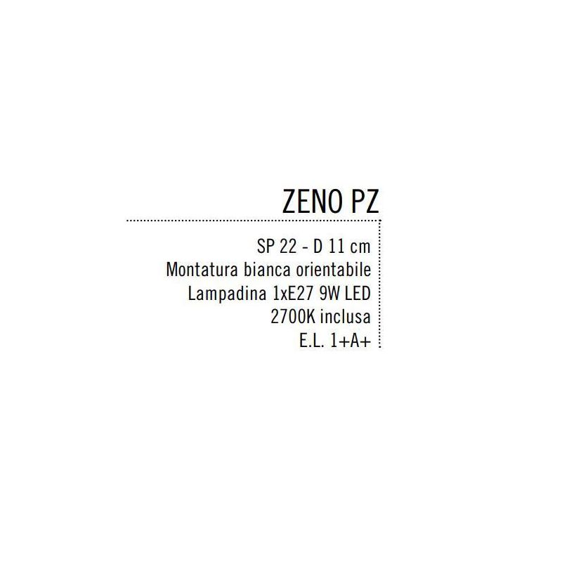 ZENO PINZA FARETTO COLORE BIANCO DIREZIONABILE CON PORTALAMPADE ATTACCO E27 Illuminando - Cristalensi Shop Online