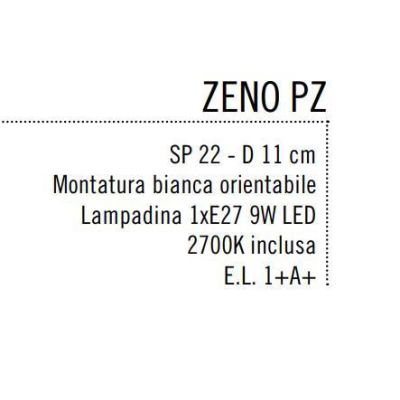 ZENO PINZA FARETTO COLORE BIANCO DIREZIONABILE CON PORTALAMPADE ATTACCO E27 Illuminando - Cristalensi Shop Online