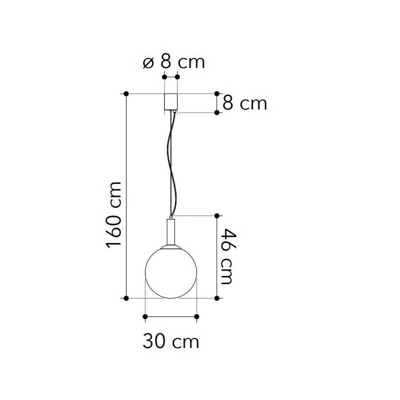 SOSPENSIONE SINGOLA IN METALLO ORO CON SFERA IN VETRO BIANCO LAMPADINA ATTACCO E27 DESIGN MODERNO