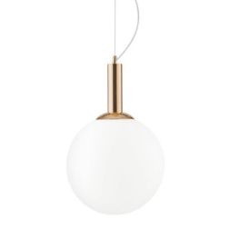 SOSPENSIONE SINGOLA IN METALLO ORO CON SFERA IN VETRO BIANCO LAMPADINA ATTACCO E27 DESIGN MODERNO 2