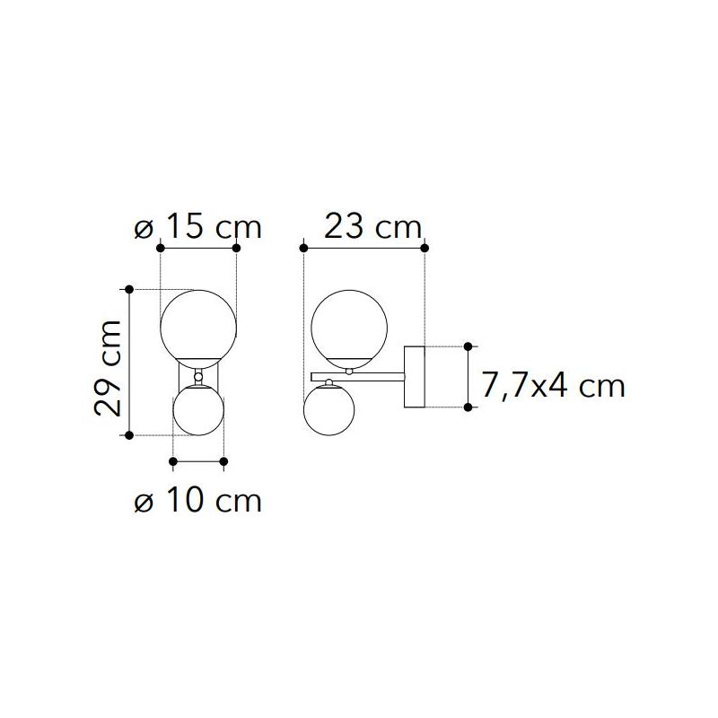 LAMPADA DA PARETE 2 LUCI METALLO ORO SFERE IN VETRO BIANCO LAMPADINE ATTACCO G9 DESIGN MODERNO