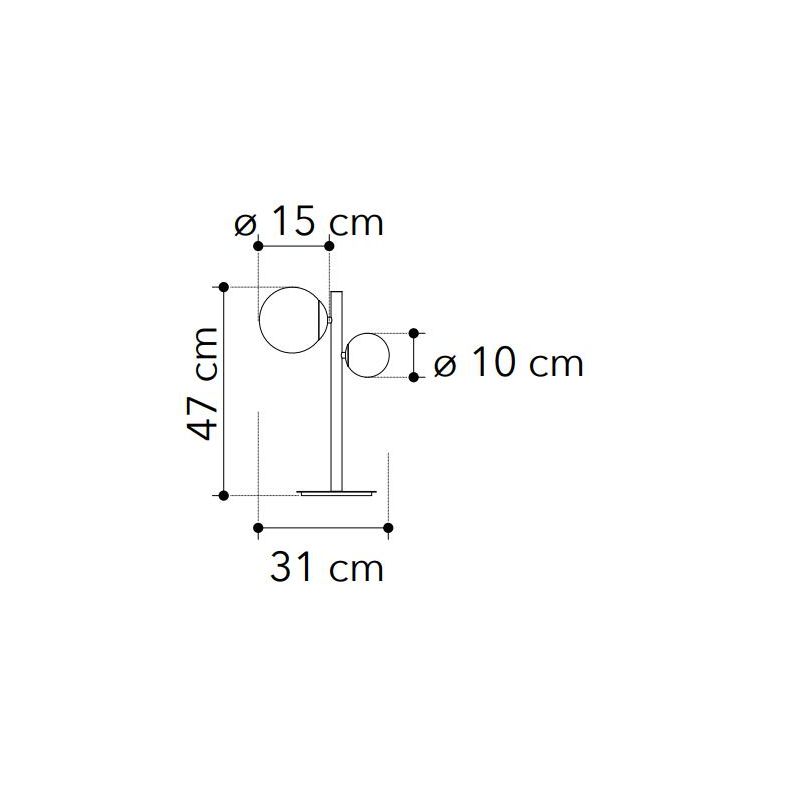 LAMPADA DA TAVOLO 2 LUCI METALLO ORO SFERE IN VETRO BIANCO LAMPADINE ATTACCO G9 DESIGN MODERNO