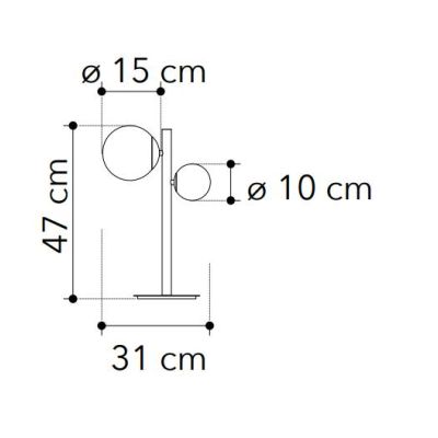 LAMPADA DA TAVOLO 2 LUCI METALLO ORO SFERE IN VETRO BIANCO LAMPADINE ATTACCO G9 DESIGN MODERNO