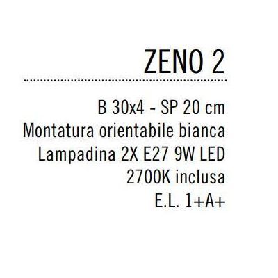 ZENO FARETTO A DUE LUCI ORIENTABILI NEL COLORE BIANCO CON PORTALAMPADE ATTACCO E27 Illuminando - Cristalensi Shop Online