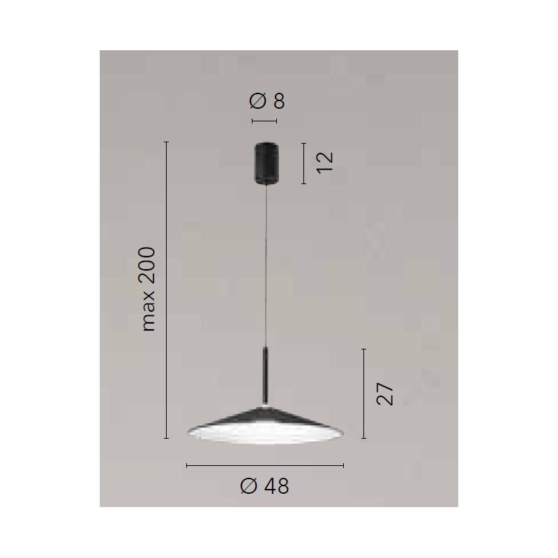KHAN SOSPENSIONE IN METALLO 4 COLORI D48 CM LED 18W LUCE CCT 2700K-3200K-4000K DESIGN MODERNO