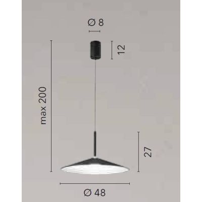 KHAN SOSPENSIONE IN METALLO 4 COLORI D48 CM LED 18W LUCE CCT 2700K-3200K-4000K DESIGN MODERNO