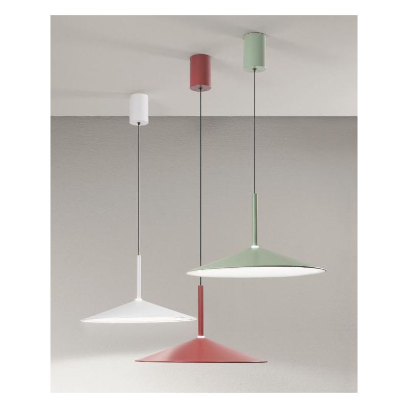 KHAN SOSPENSIONE IN METALLO 4 COLORI D48 CM LED 18W LUCE CCT 2700K-3200K-4000K DESIGN MODERNO
