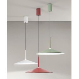 KHAN SOSPENSIONE IN METALLO 4 COLORI D48 CM LED 18W LUCE CCT 2700K-3200K-4000K DESIGN MODERNO