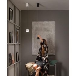 YOYO PICCOLA SOSPENSIONE SALISCENDI IN METALLO BIANCO E NERO LED 6W LUCE 3000K DESIGN MODERNO