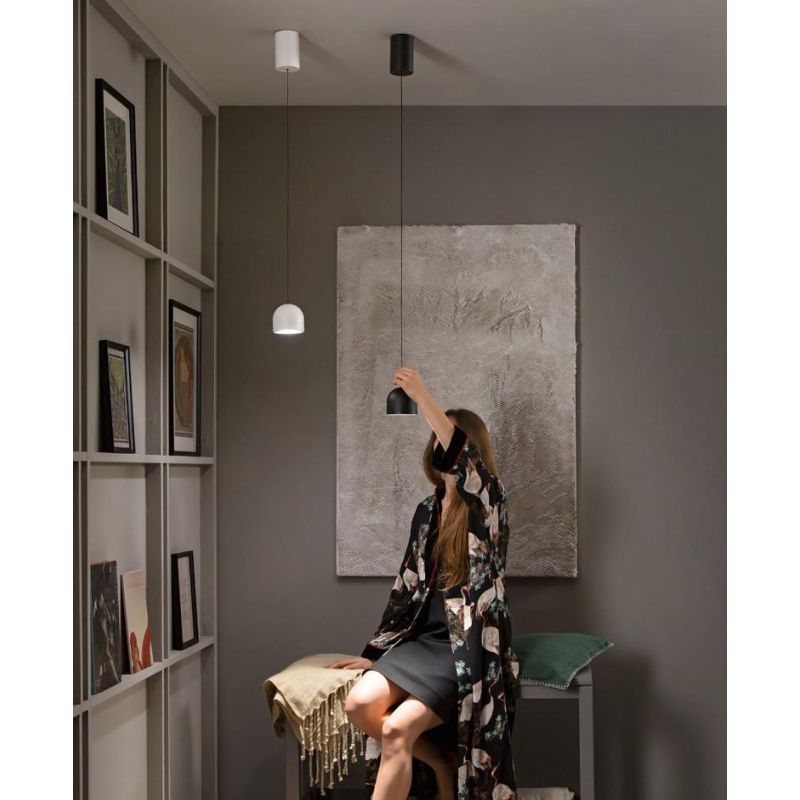 YOYO PICCOLA SOSPENSIONE SALISCENDI IN METALLO BIANCO E NERO LED 6W LUCE 3000K DESIGN MODERNO