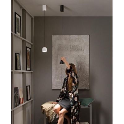 YOYO PICCOLA SOSPENSIONE SALISCENDI IN METALLO BIANCO E NERO LED 6W LUCE 3000K DESIGN MODERNO
